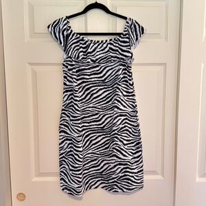 Tommy Bahama Women's Size Medium Off the Shoulder Zanzibar Zebra Dress